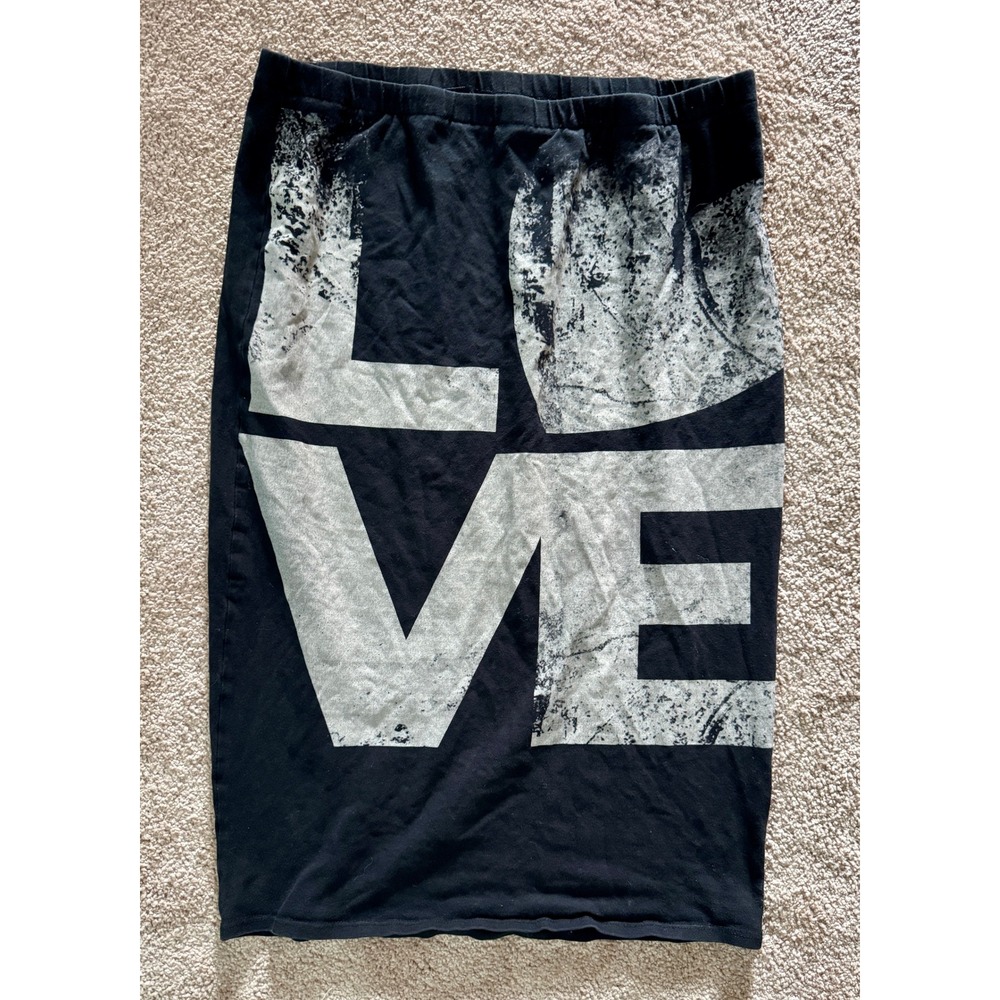 Y2K MATERIAL GIRL Black LOVE Graphic Pencil Midi Skirt Women's M